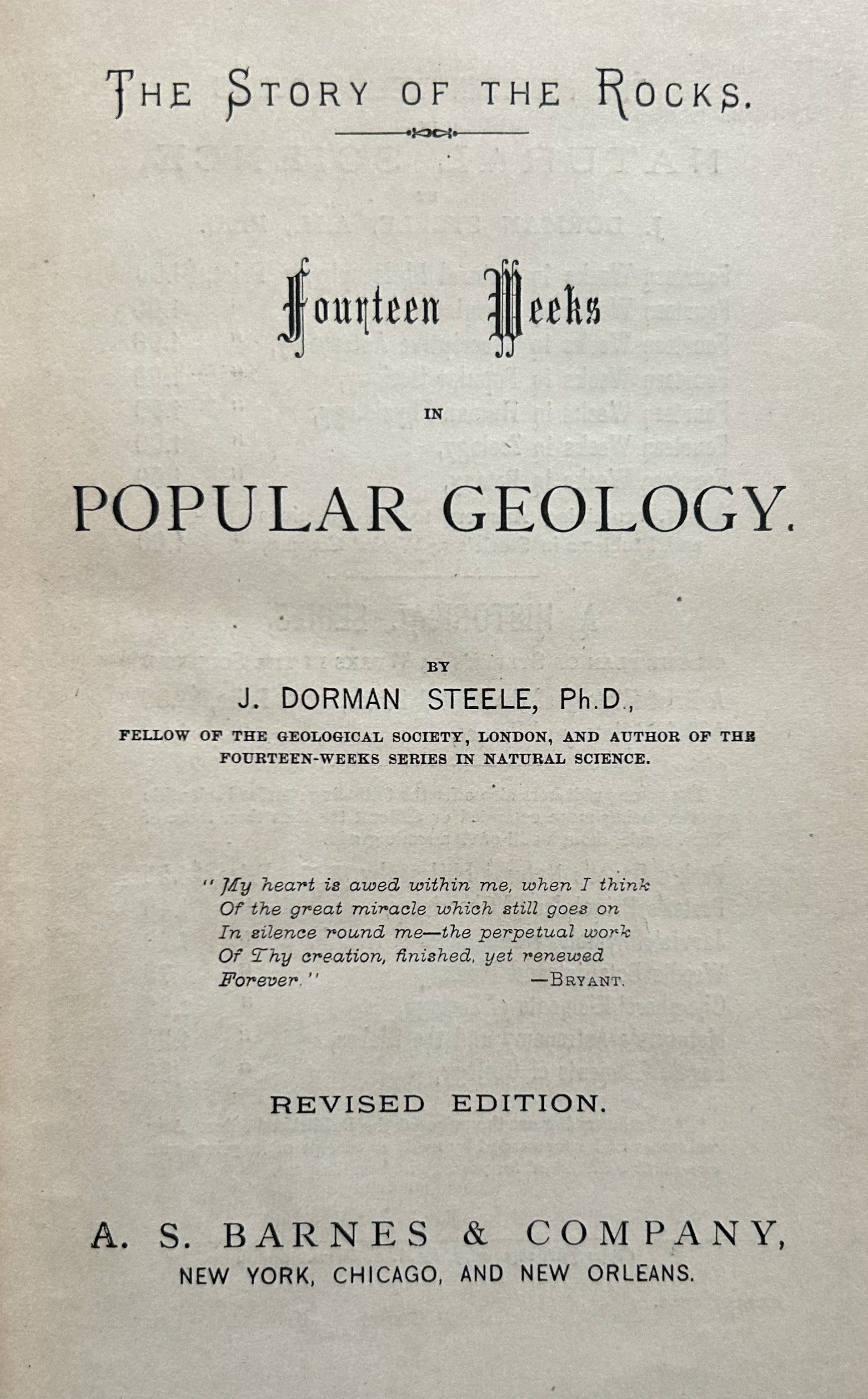 THE STORY OF THE ROCKS 14 Weeks of Popular Geology