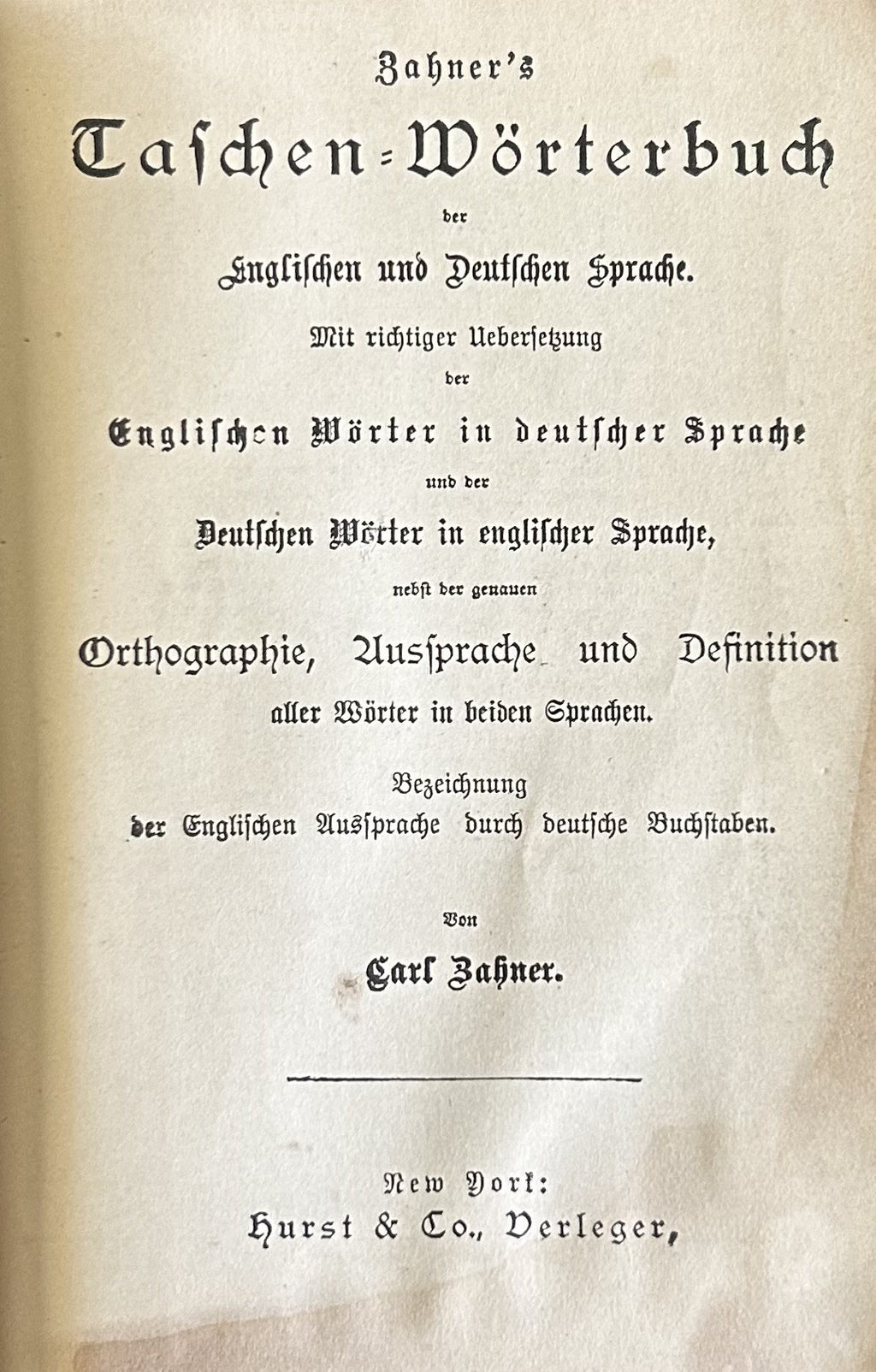 Zahner's German-English & English-German Dictionary