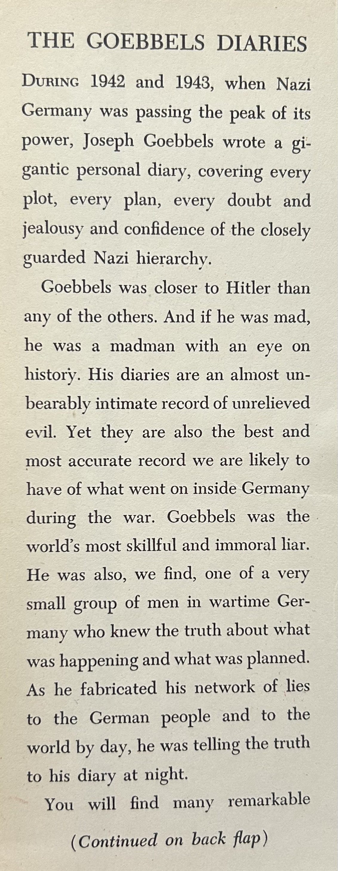 THE GOEBELS DIARIES 1942-1943