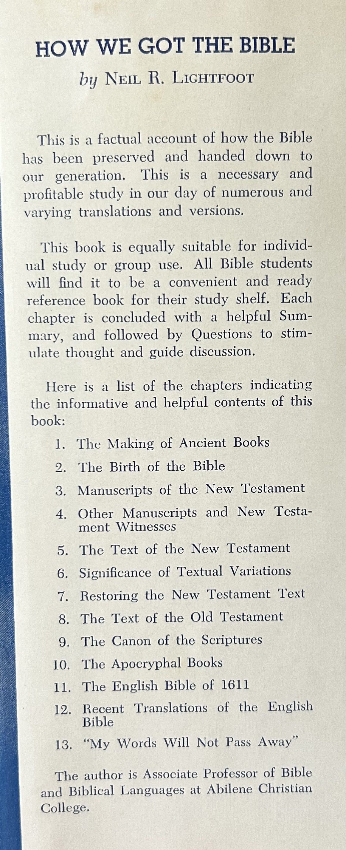 HOW WE GOT THE BIBLE