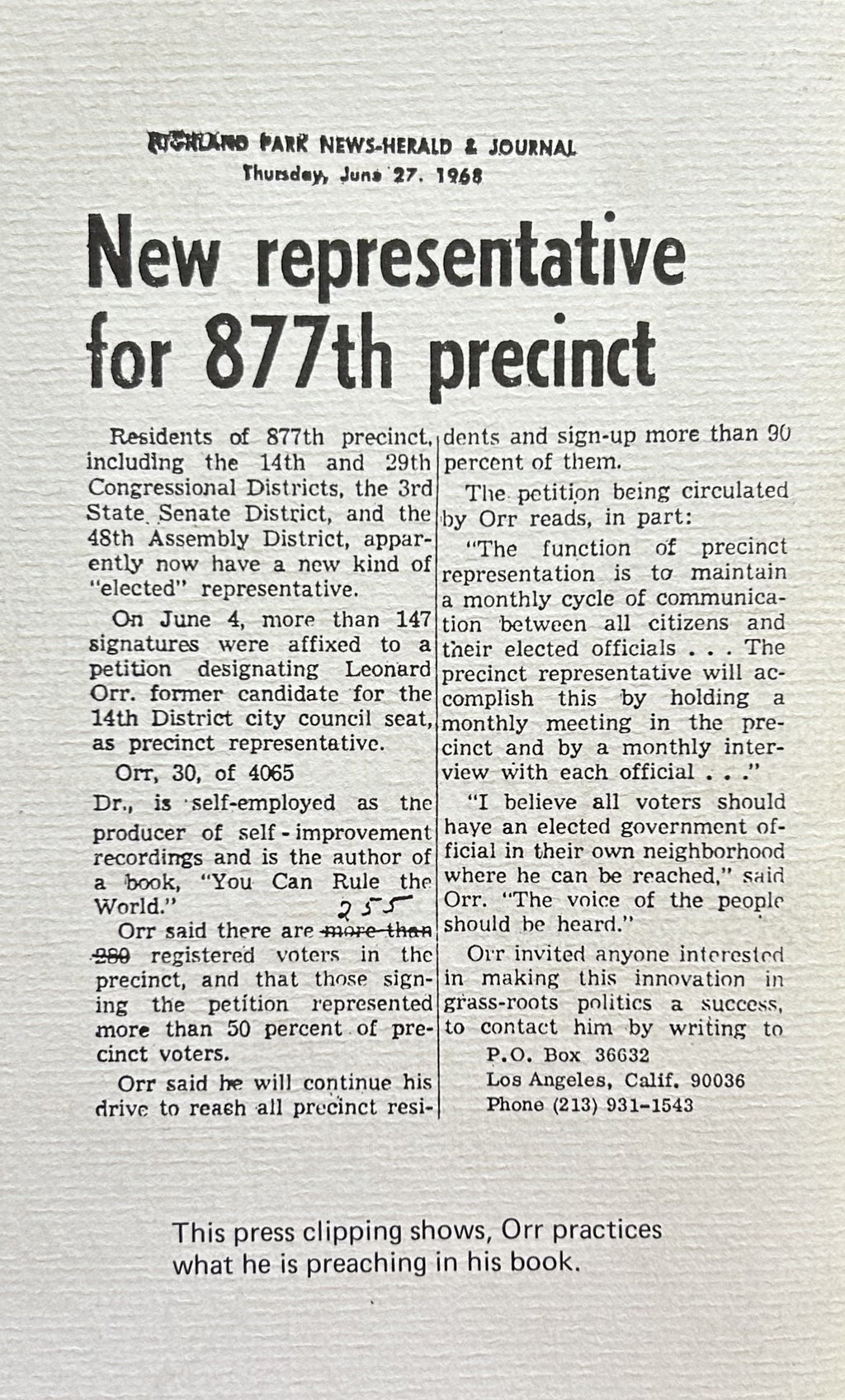 HOW TO MAKE DEMOCRACY WORK Precinct Representation - The Grass Roots Dream