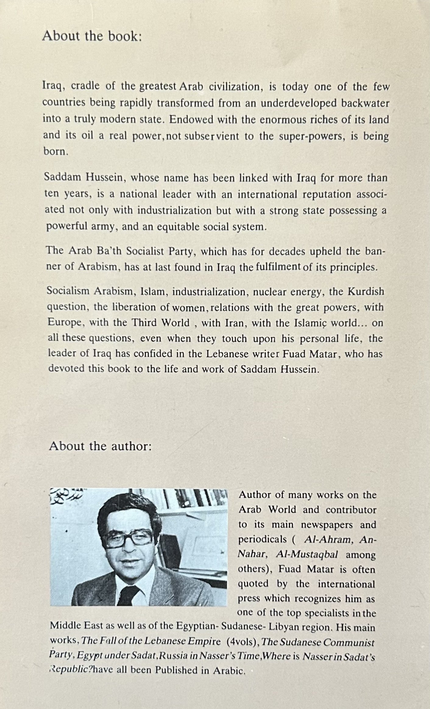 SADDAM HUSSEIN The Man, The Cause and the Future