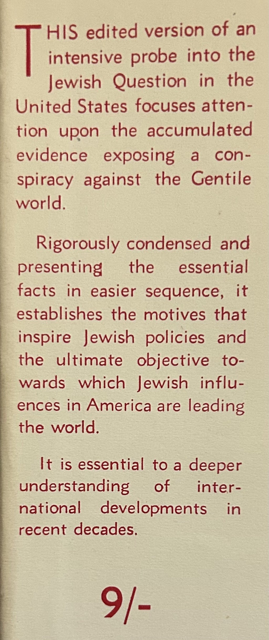 THE INTERNATIONAL JEW (edited by G.F. Green, England, 1949)