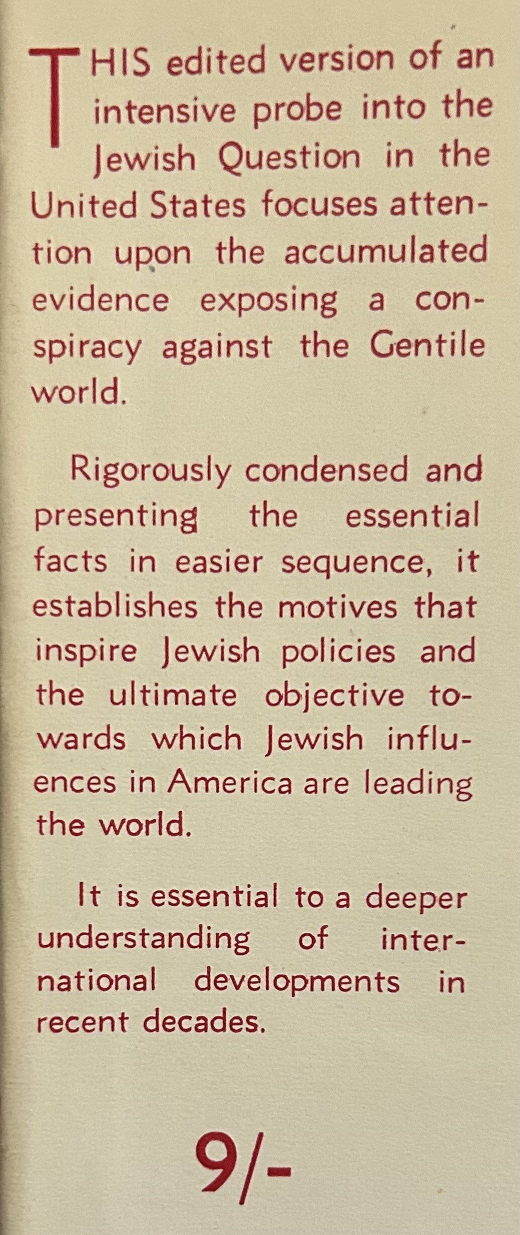THE INTERNATIONAL JEW (edited by G.F. Green, England, 1949)
