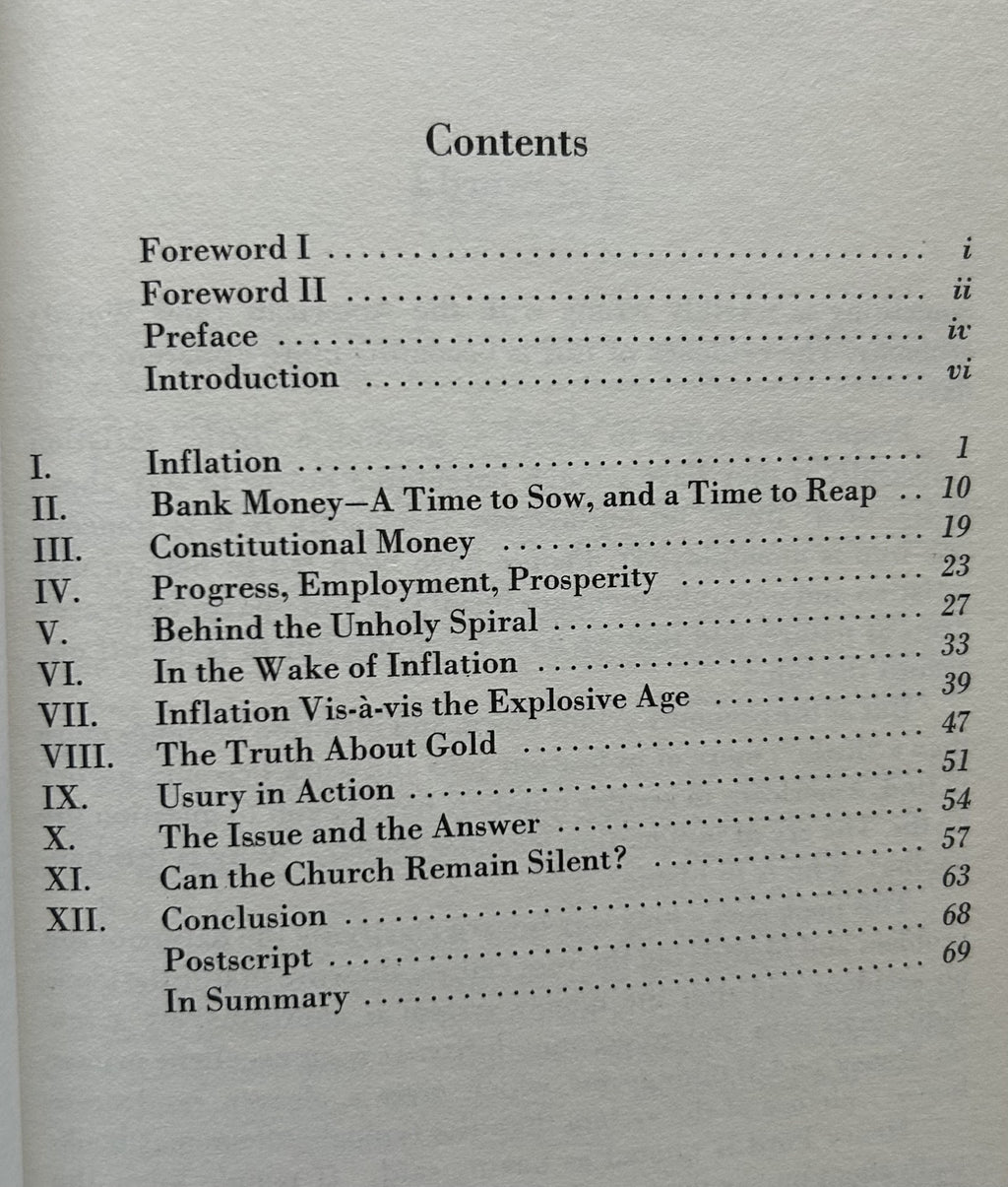 IN THE WAKE OF INFLATION (Of Counterfeit Money) Can the Church Remain Silent?