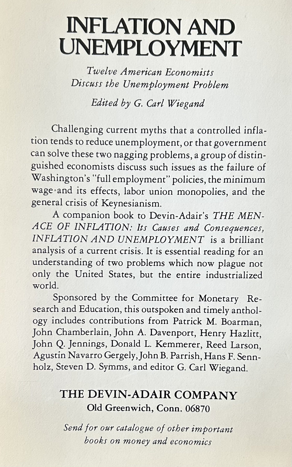 INFLATION AND UNEMPLOYMENT