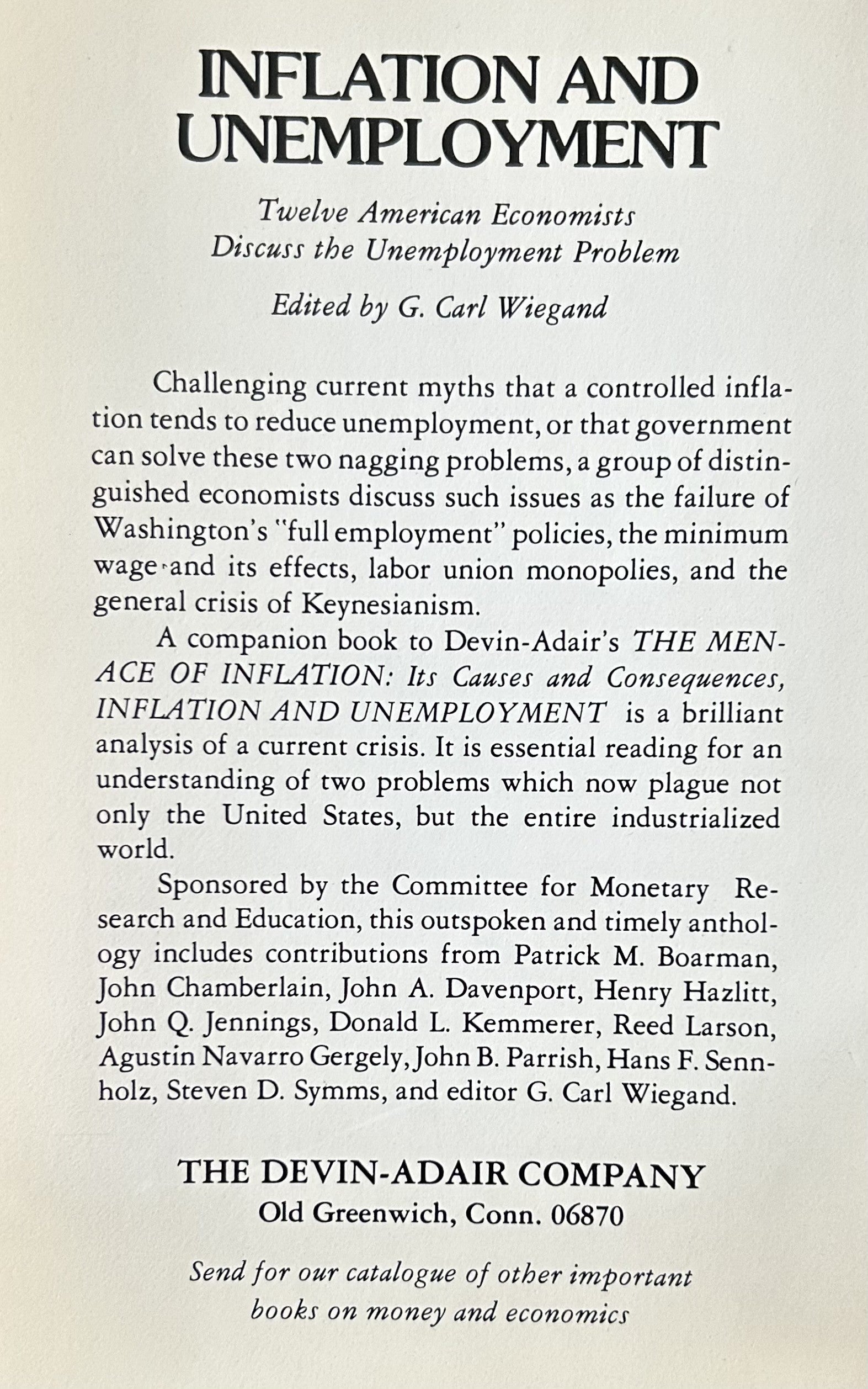 INFLATION AND UNEMPLOYMENT