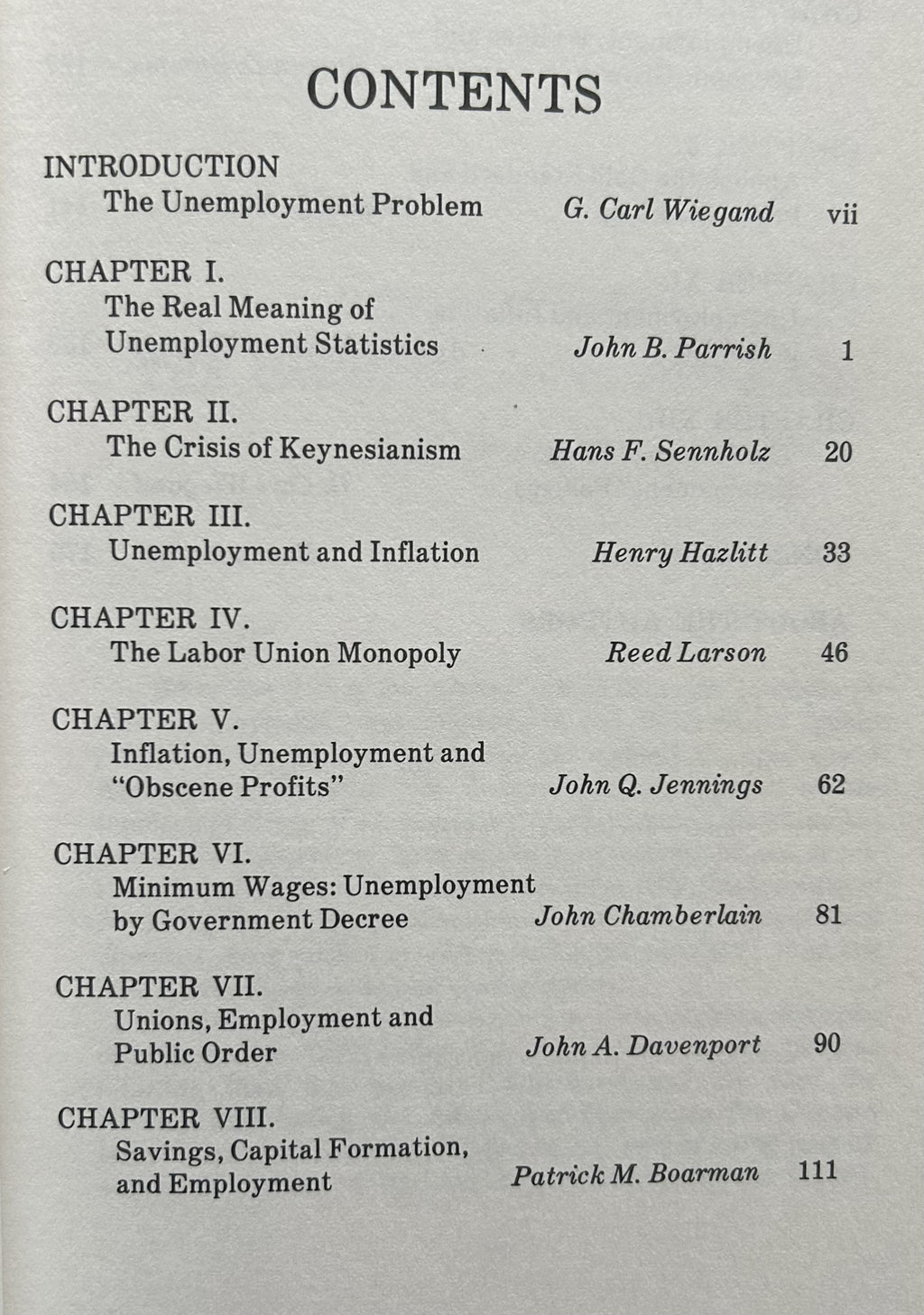 INFLATION AND UNEMPLOYMENT