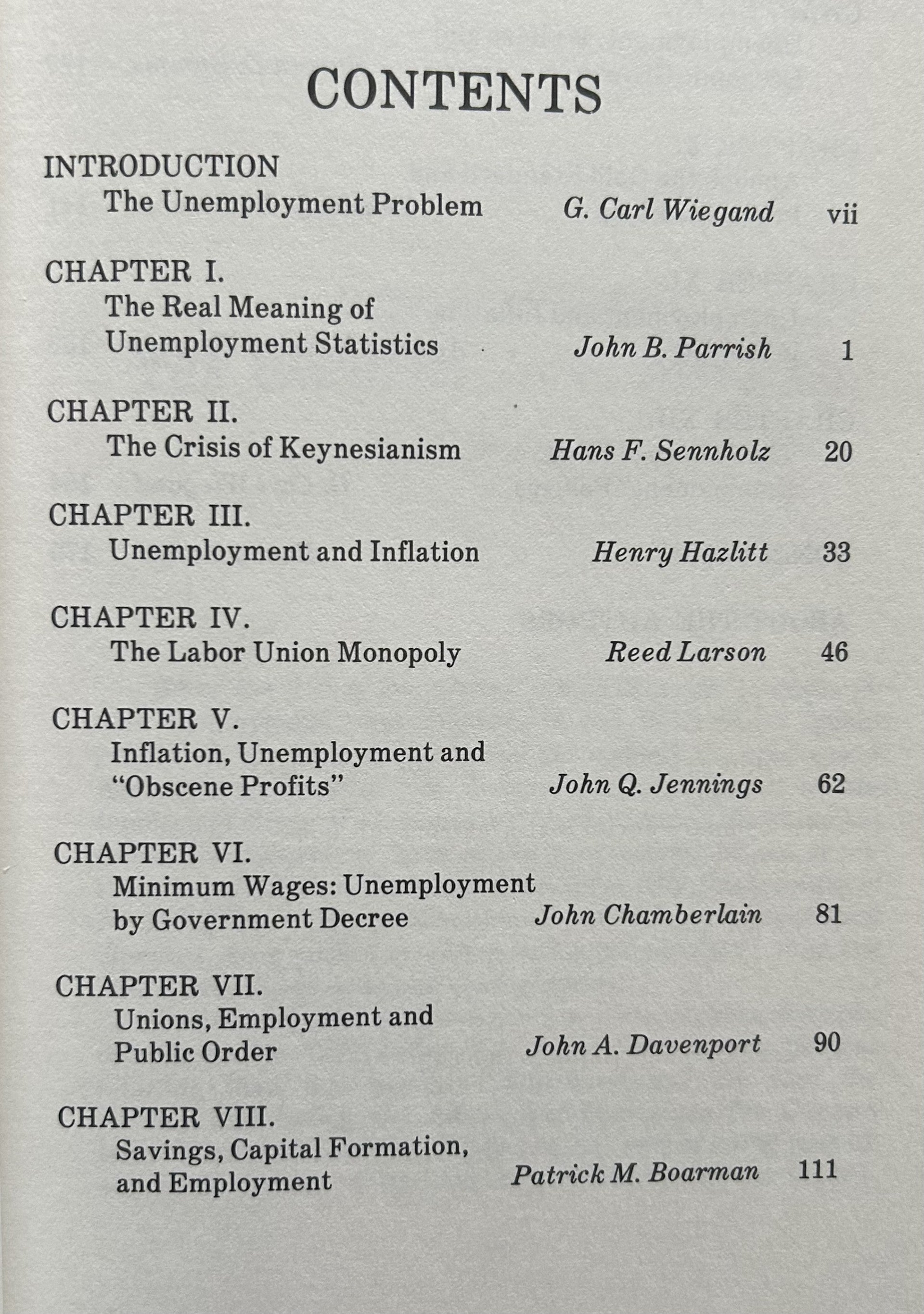INFLATION AND UNEMPLOYMENT