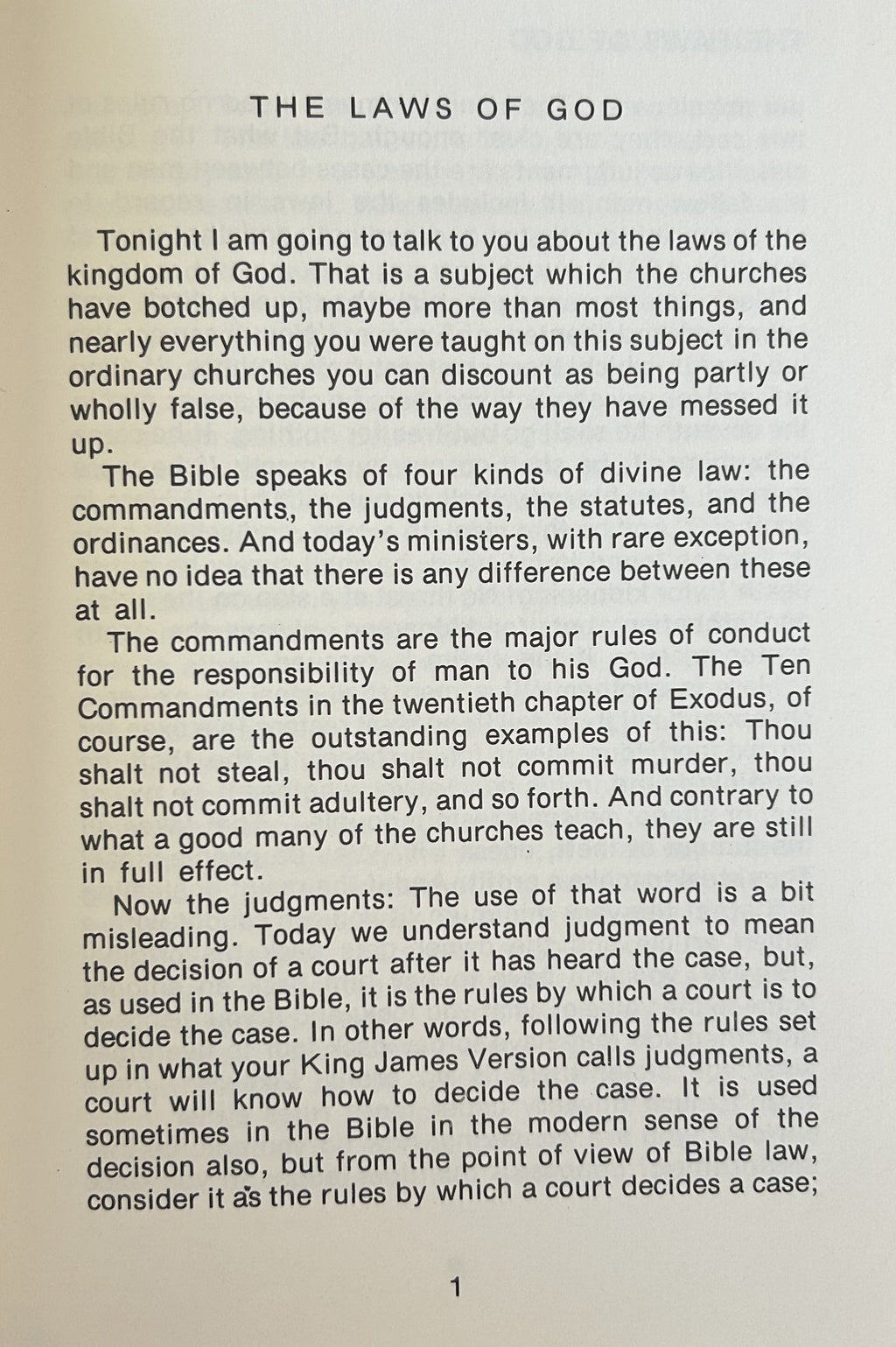 THE LAWS OF GOD