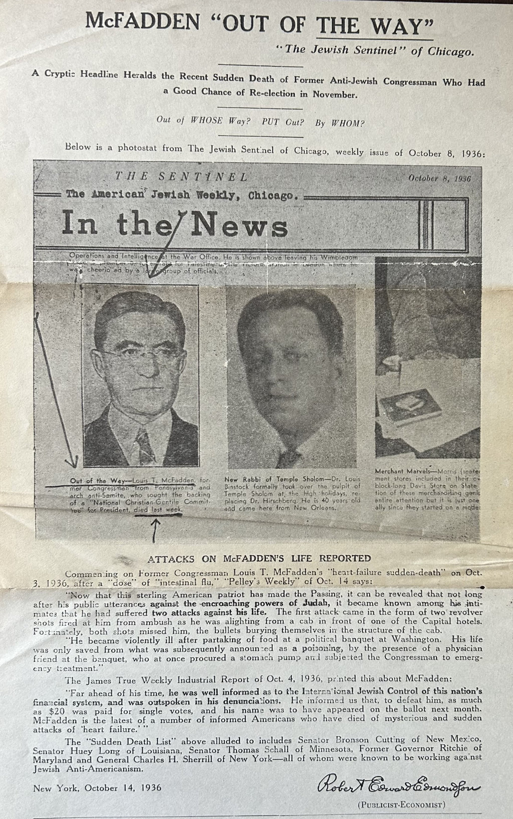 COLLECTIVE SPEECHES OF CONGRESSMAN LOUIS T. McFADDEN: Federal Reserve Exposed
