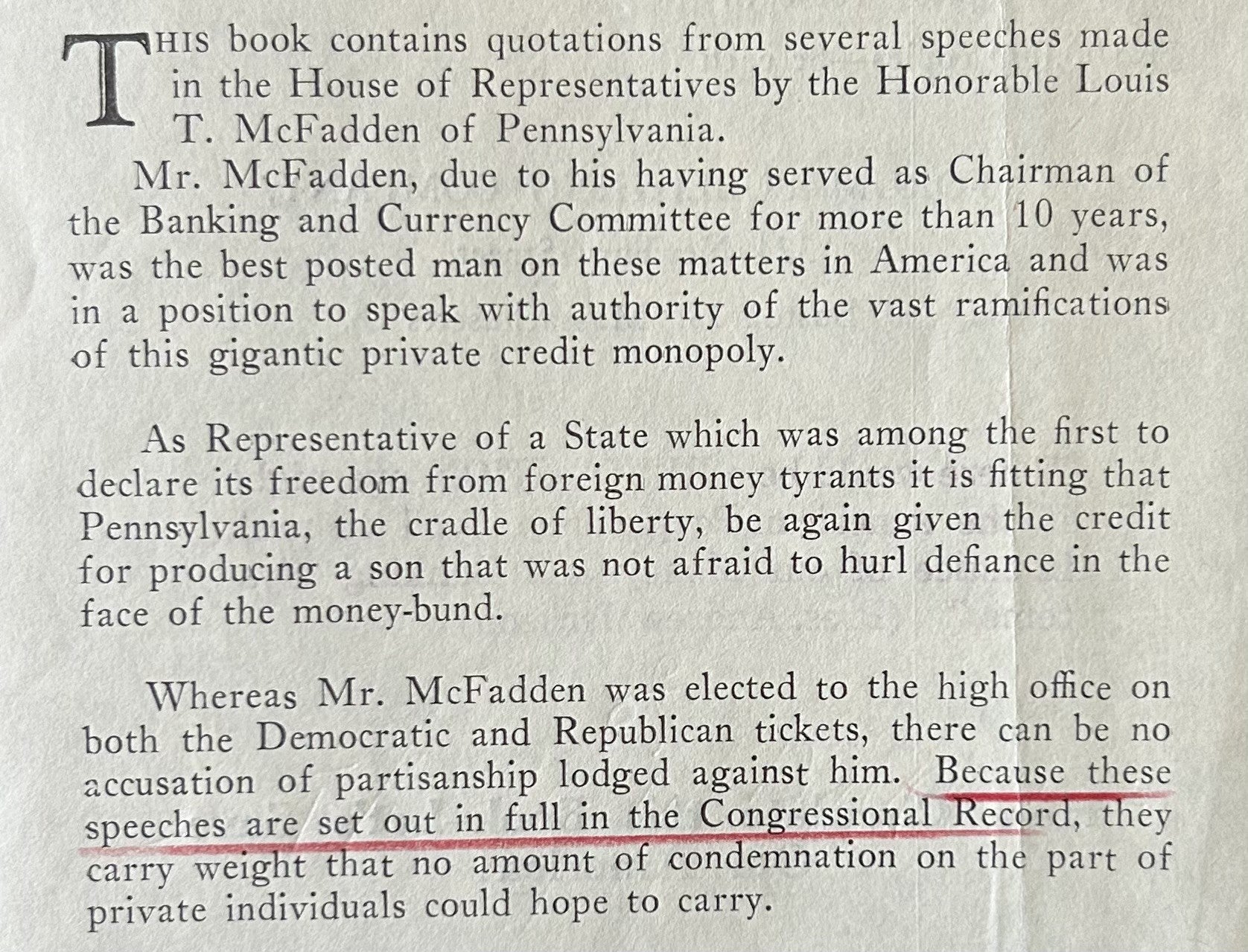 COLLECTIVE SPEECHES OF CONGRESSMAN LOUIS T. McFADDEN: Federal Reserve Exposed