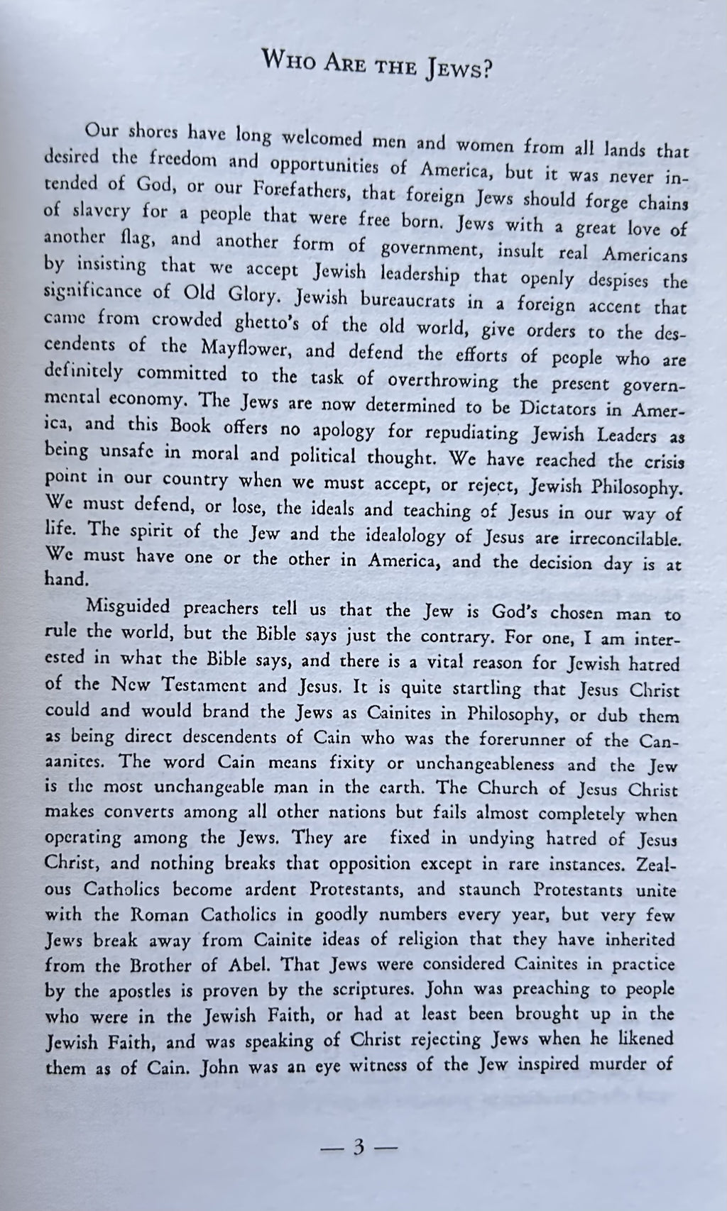 THE MODERN CANAANITES or The Enemies of Jesus Christ