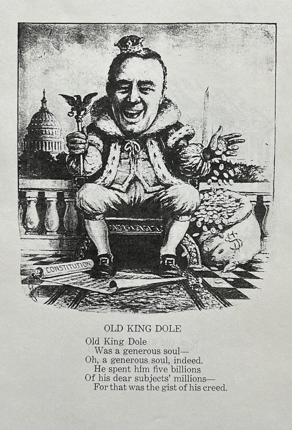 MOTHER GOOSE IN WASHINGTON Old King Dole and His Humpty Dumpty Court - Political Cartoons