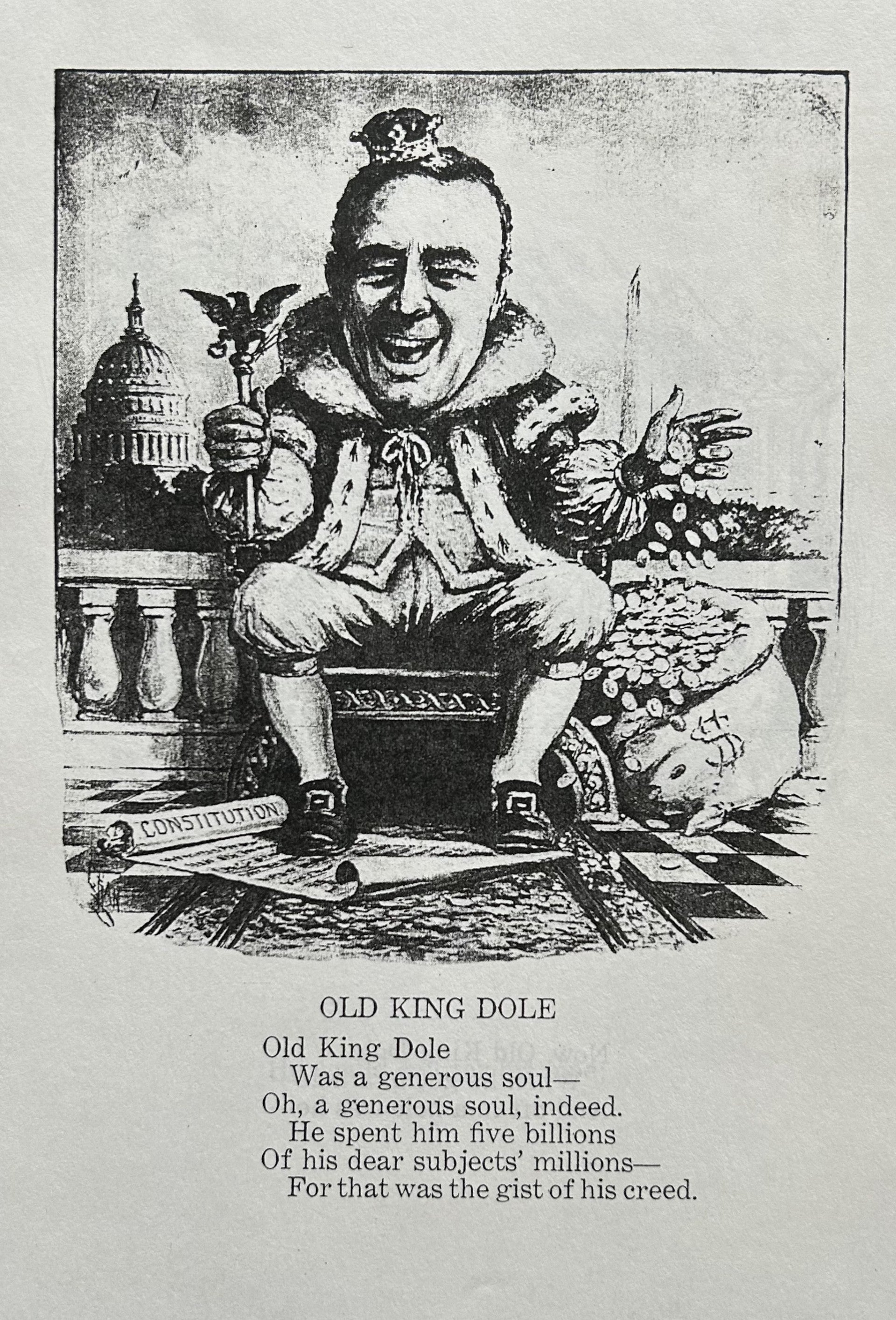 MOTHER GOOSE IN WASHINGTON Old King Dole and His Humpty Dumpty Court - Political Cartoons