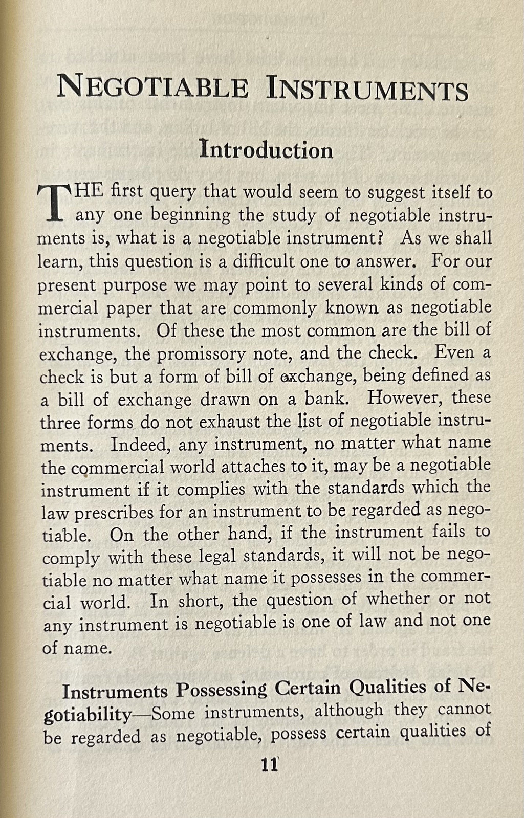 NEGOTIABLE INSTRUMENTS