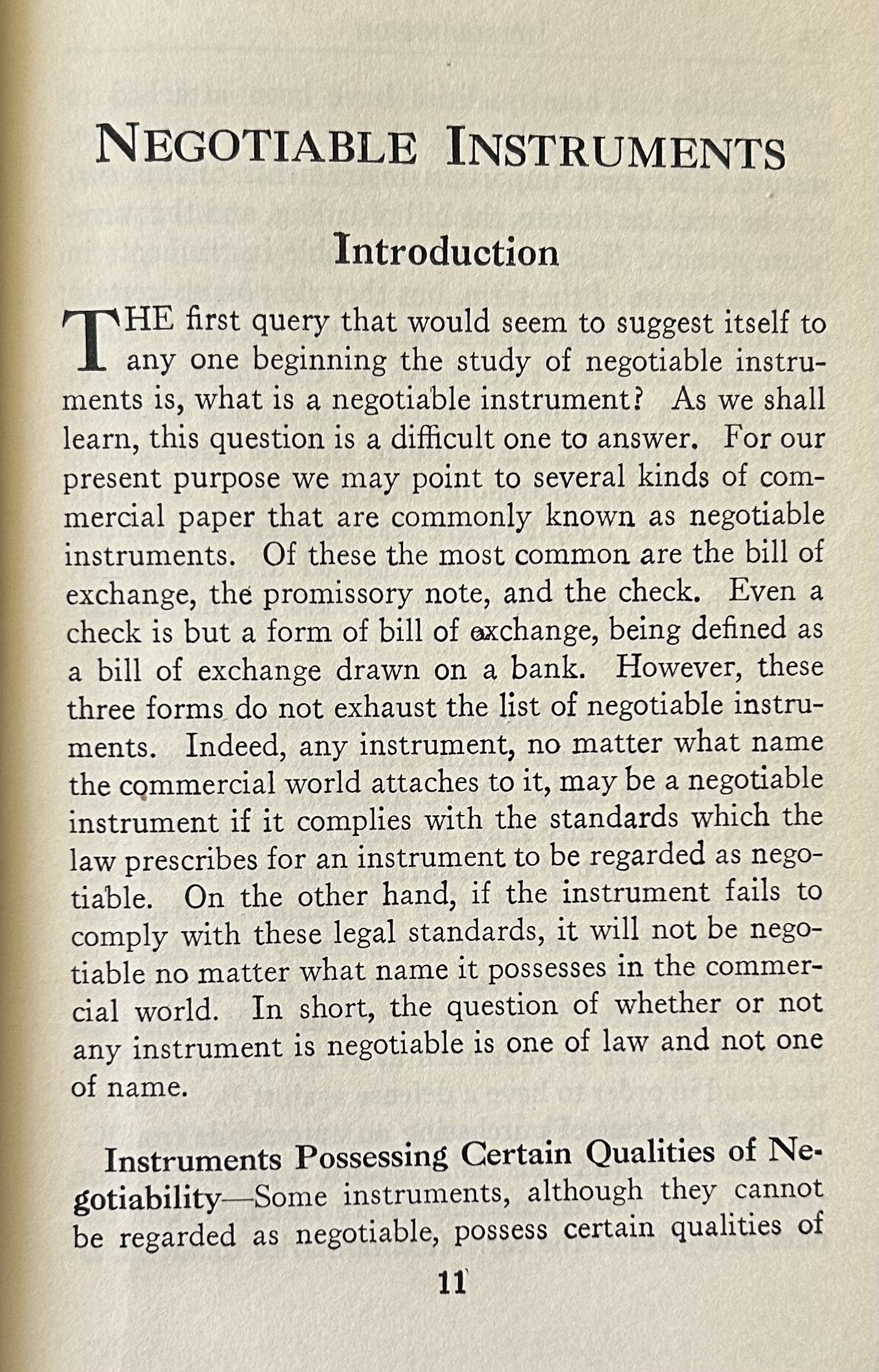 NEGOTIABLE INSTRUMENTS