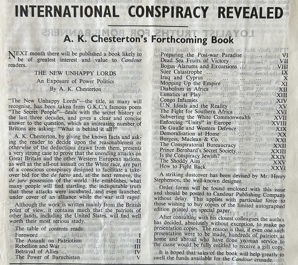 THE NEW UNHAPPY LORDS (International Conspiracy Revealed)