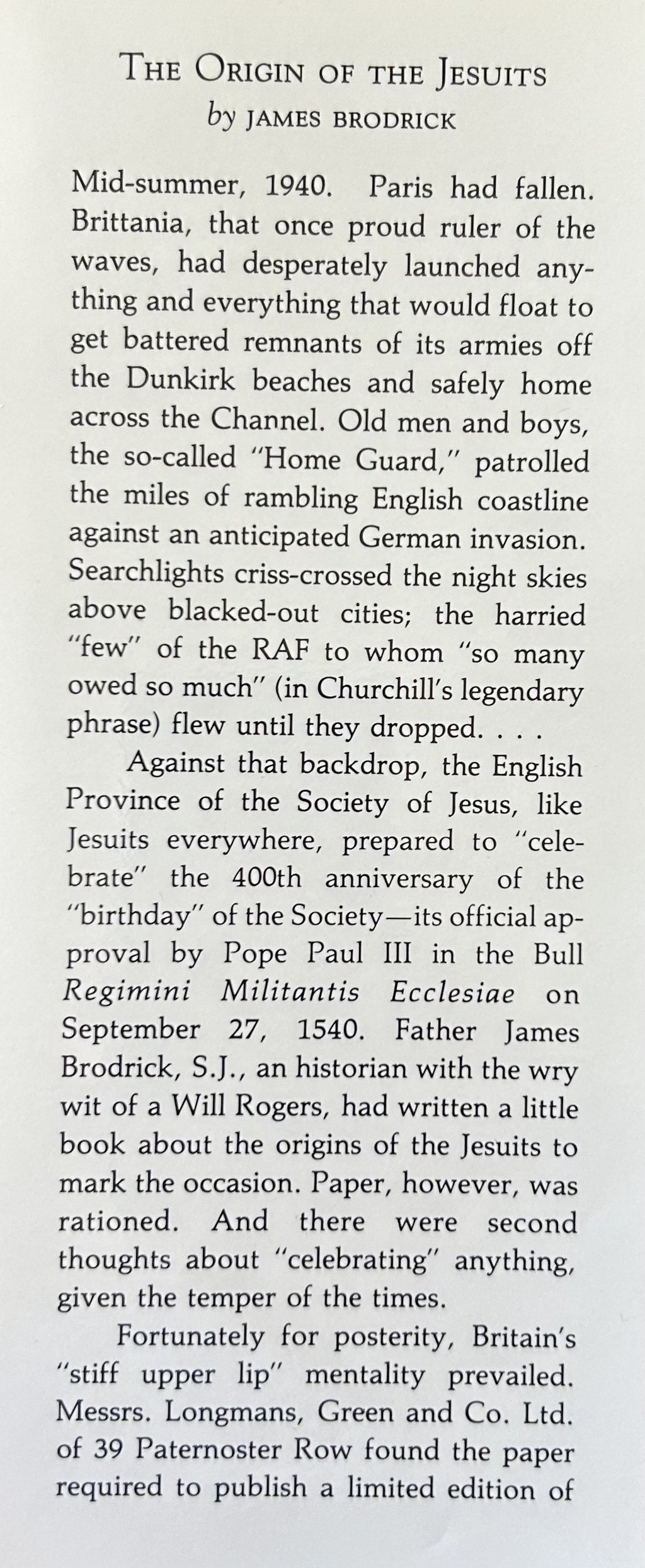 THE ORIGIN OF THE JESUITS