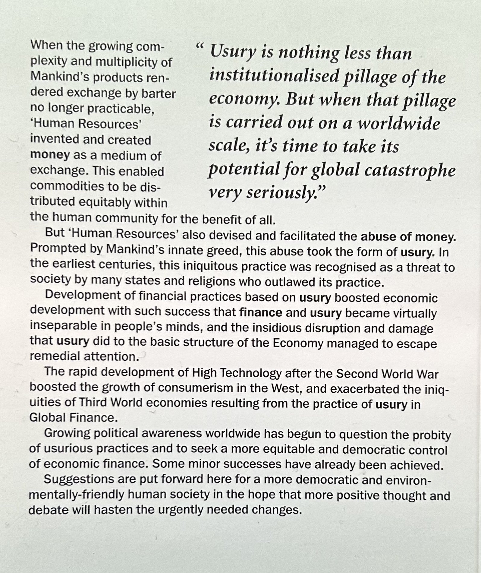 PELF: A Green Commentary on The Abuse of Money