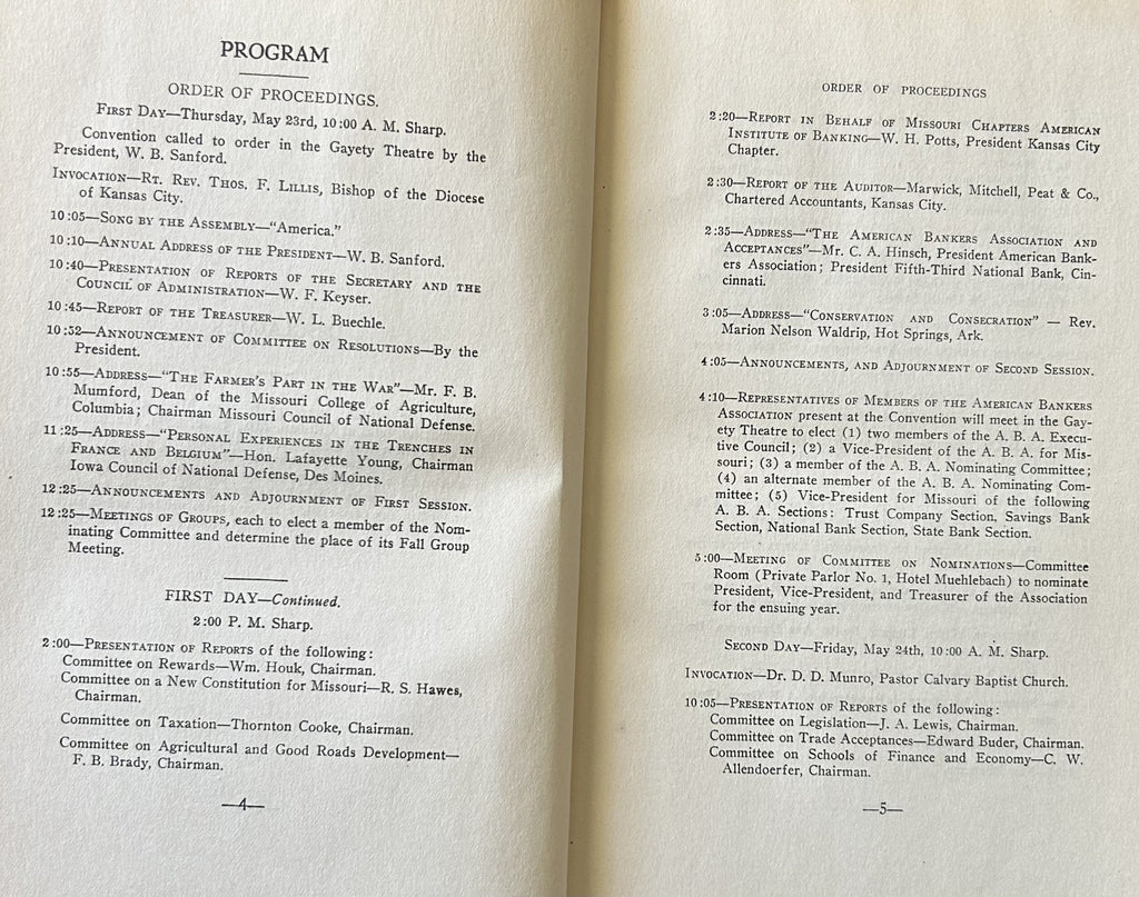 PROCEEDINGS OF THE 28TH ANNUAL CONVEnTION OF THE MISSOURI BANKERS ASOCIATION (1918)