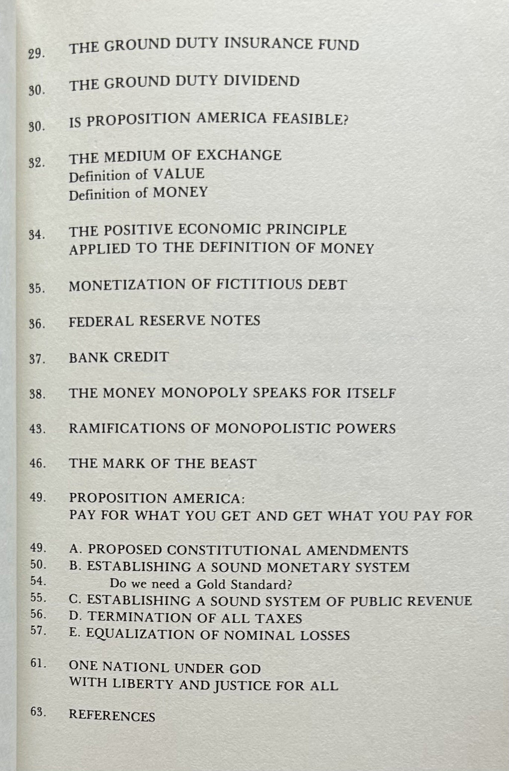 PROPOSITION AMERICA Pay for What You Get & Get What You Pay For