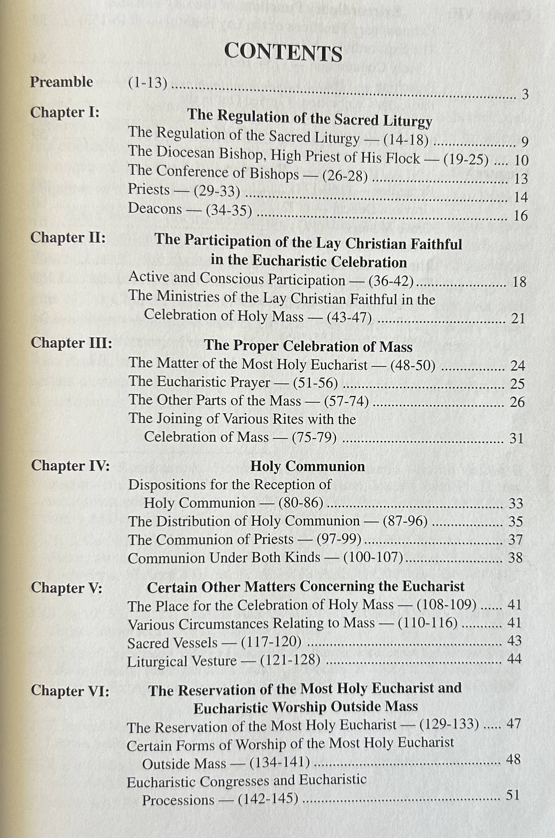 REDEMPTIONIS SACRAMENTUM Instructions...Most Holy Eucharist...