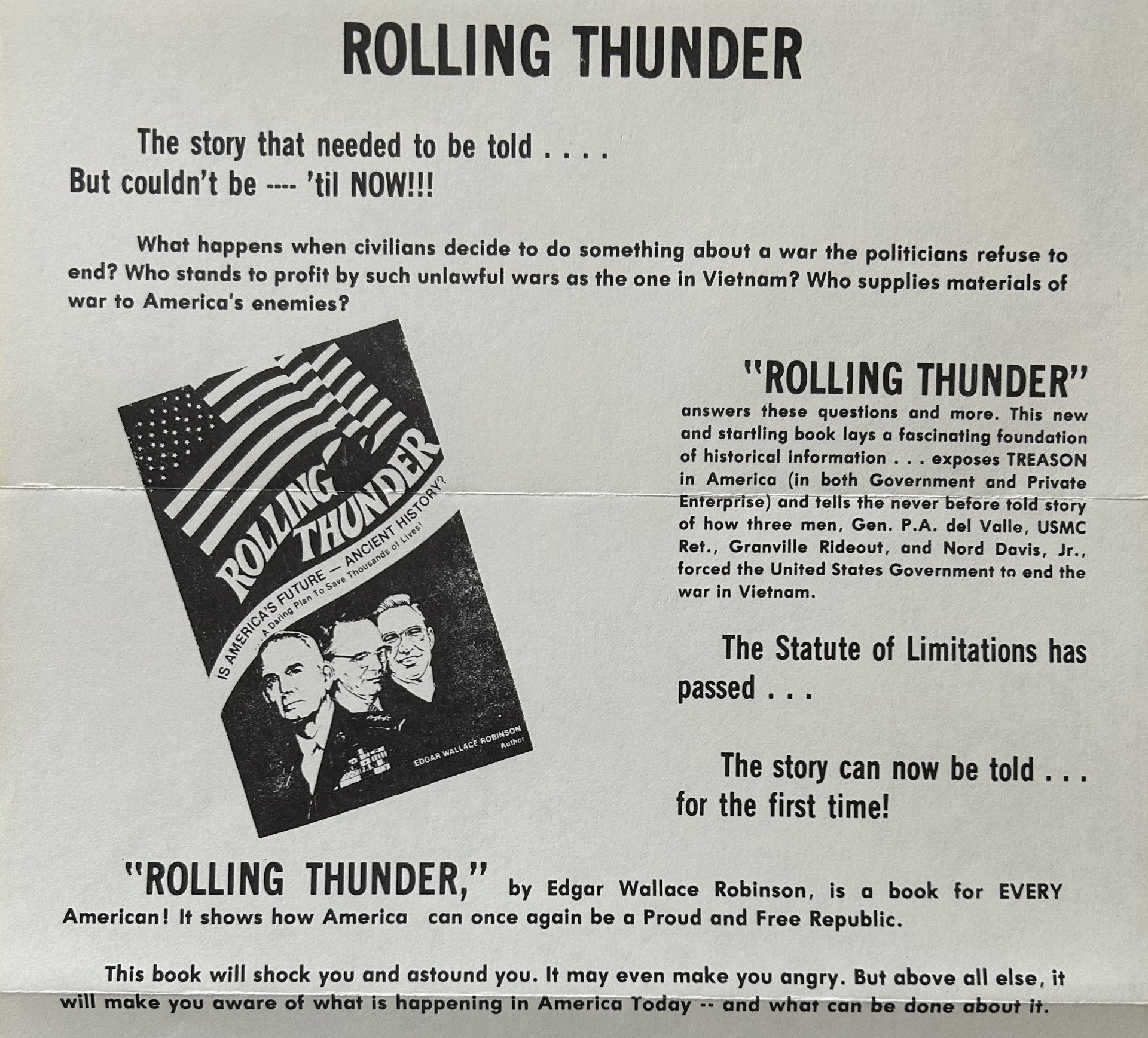 ROLLING THUNDER Is America's Future - Ancient History?
