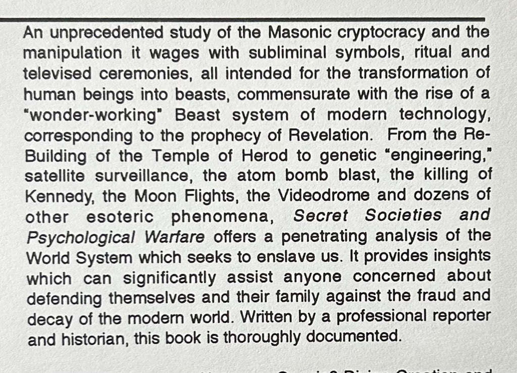 SECRET SOCIETIES AND PSYCHOLOGICAL WARFARE