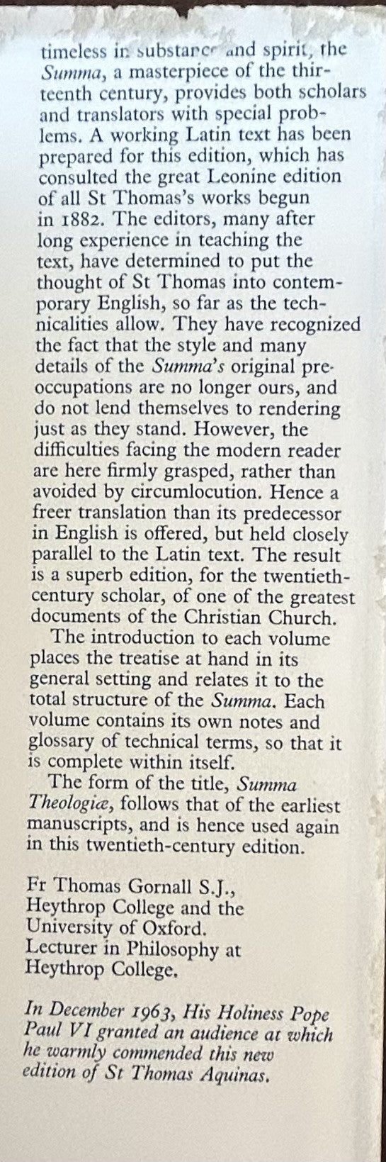 ST THOMAS AQUINAS SUMMA THEOLOGIAE Vol 4, Knowledge in God