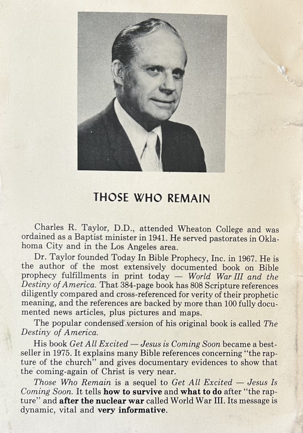 THOSE WHO REMAIN...After the Rapture...After World War III!