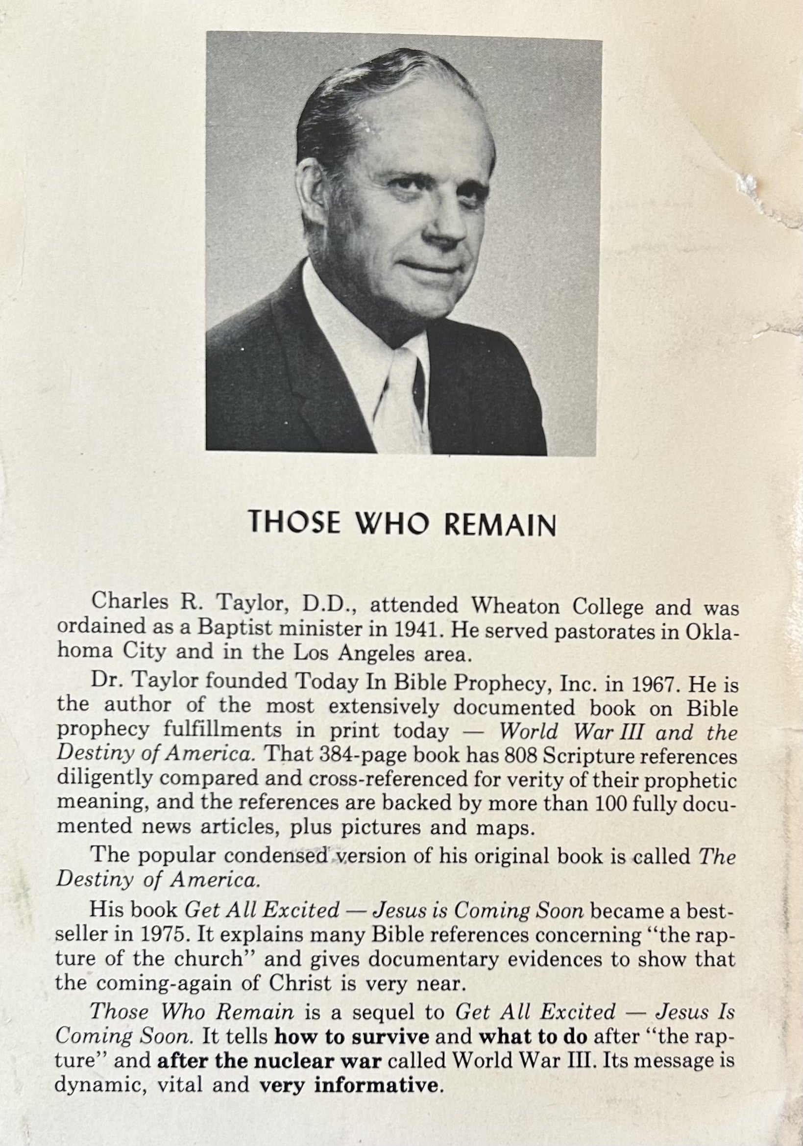 THOSE WHO REMAIN...After the Rapture...After World War III!