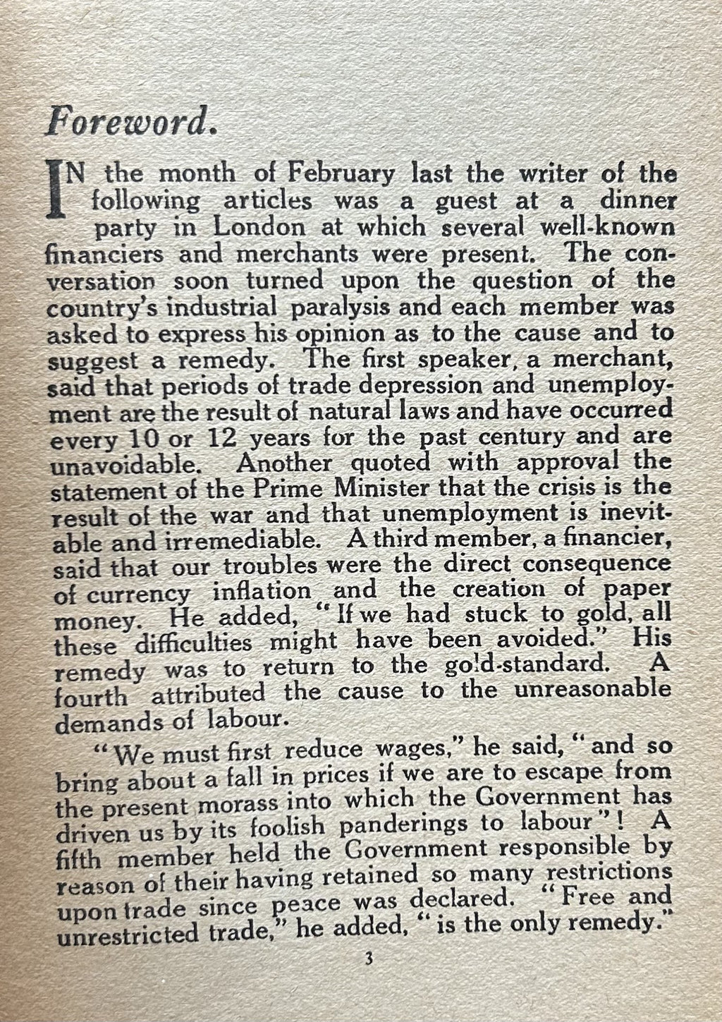 UNEMPLOYMENT The Cause and A Remedy