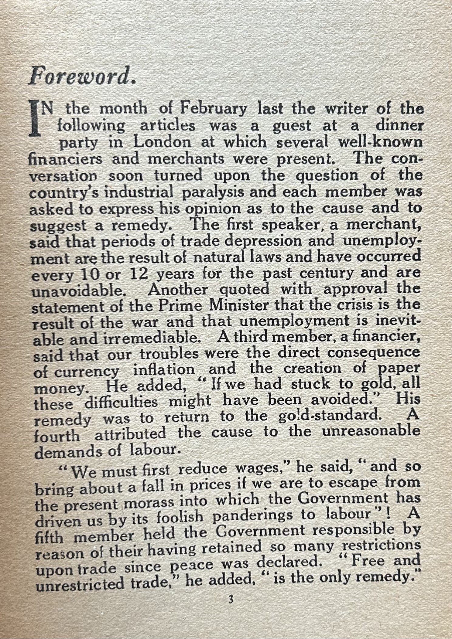 UNEMPLOYMENT The Cause and A Remedy