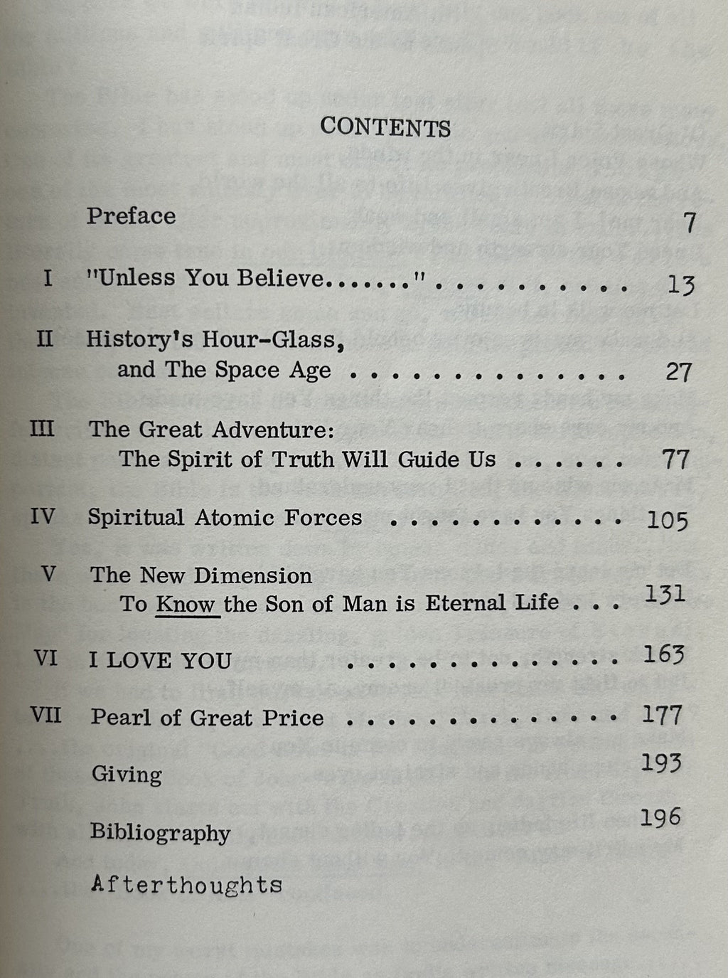 "UNLESS YOU BELIEVE..."