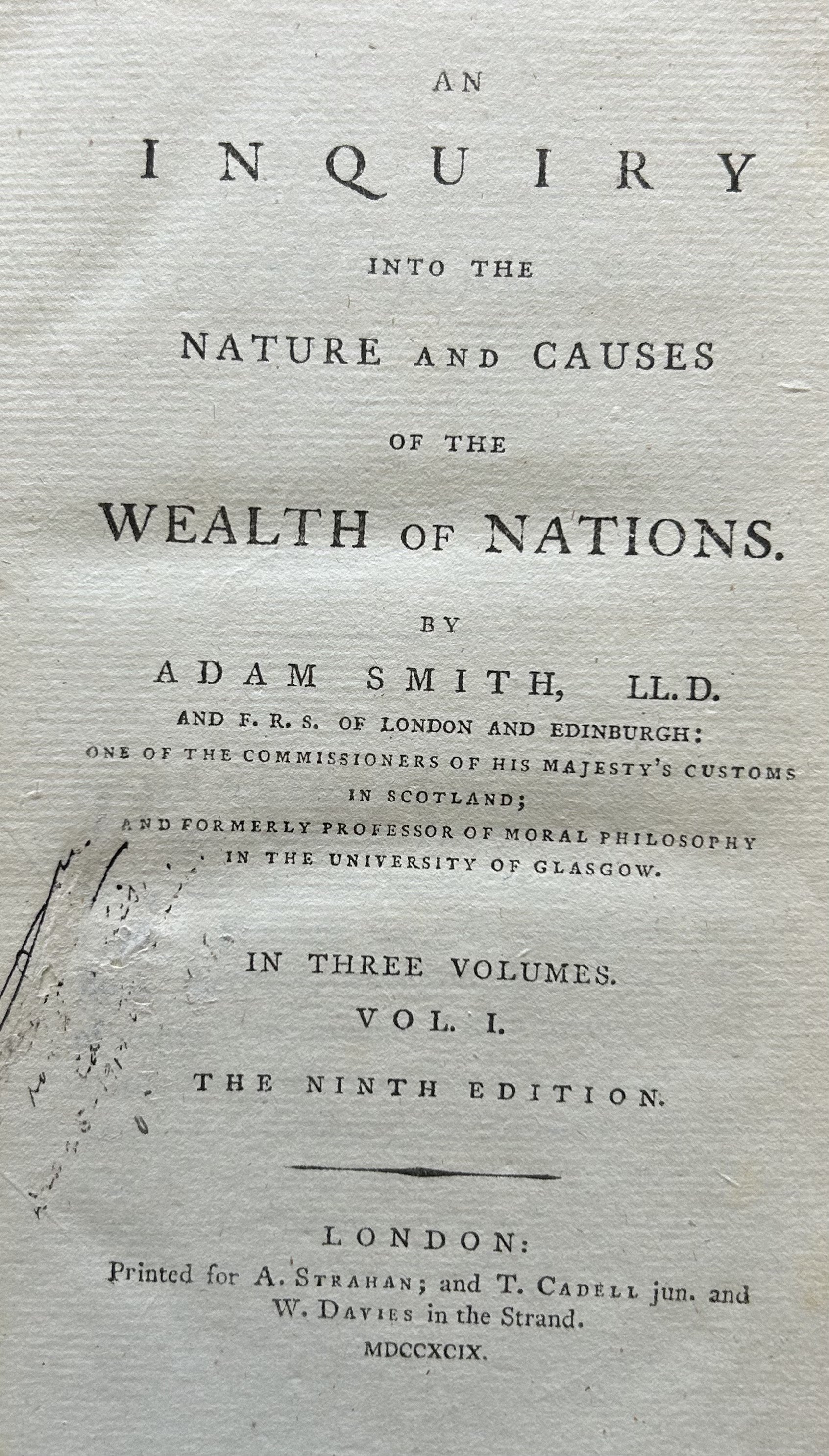 An Inquiry into the Nature and Causes of the WEALTH OF NATIONS (3 Vol Set)