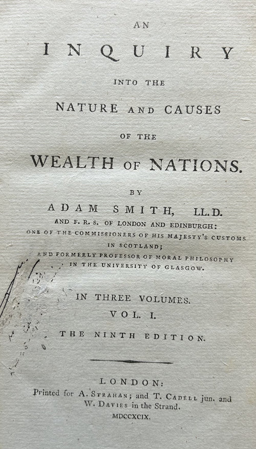 An Inquiry into the Nature and Causes of the WEALTH OF NATIONS (3 Vol Set)