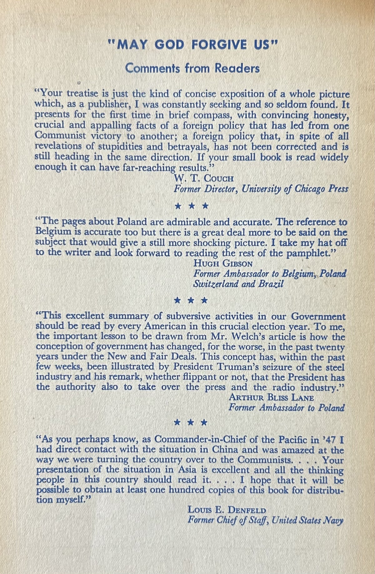 "MAY GOD FORGIVE US" ...Dismissal of General MacArthur